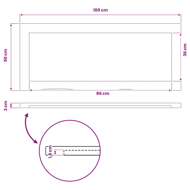 Rektangulært Bordplade 100 x 50 x 3,5 cm Rektangulær Hvid