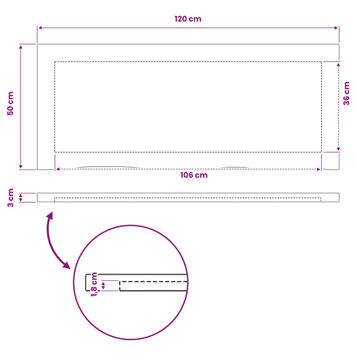 Rektangulært Bordplade 90 x 50 x 3,5 cm Rektangulær Mørk Brun