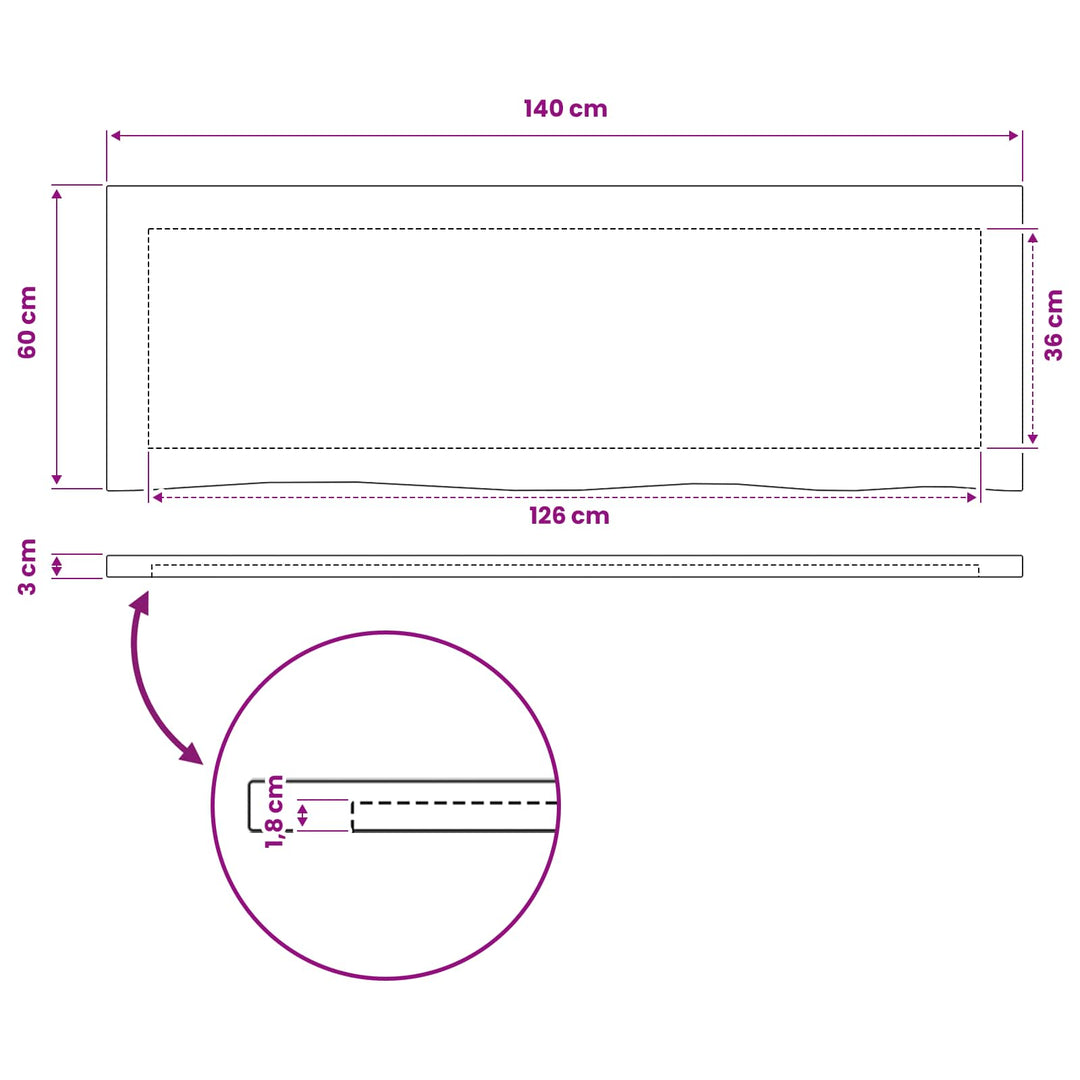 Rektangulært Bordplade 90 x 50 x 3,5 cm Rektangulær Naturfarvet
