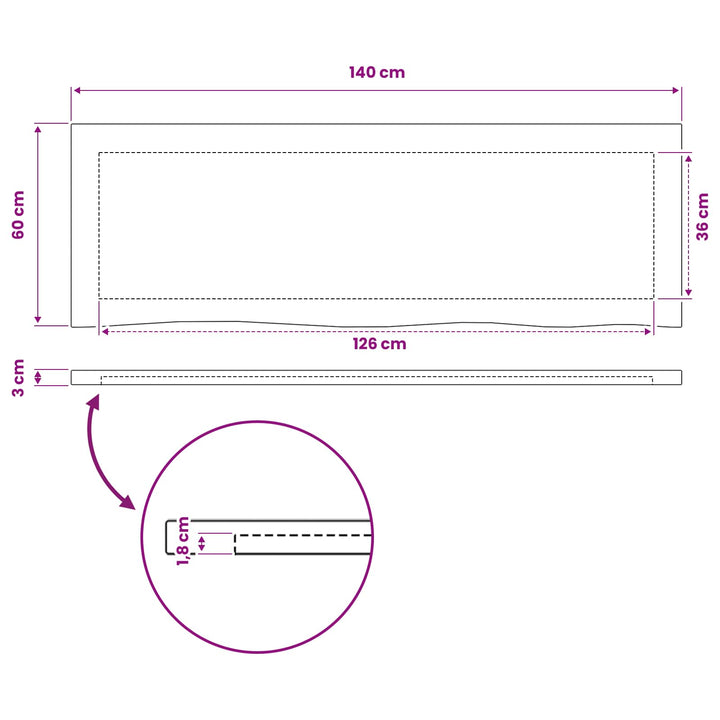 Rektangulært Bordplade 90 x 50 x 3,5 cm Rektangulær Hvid
