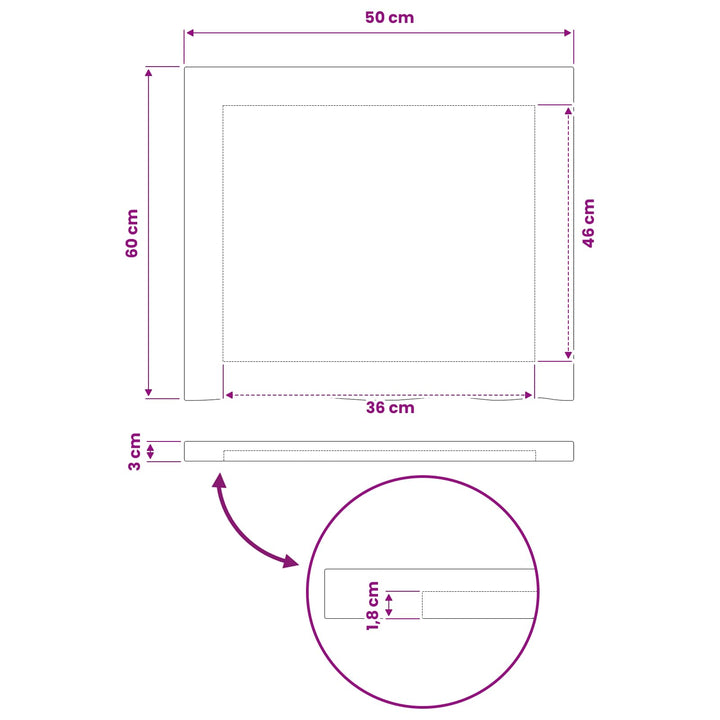 Rektangulært Bordplade 90 x 50 x 3,5 cm Rektangulær Mørk Brun