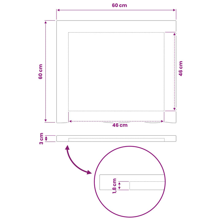 Rektangulært Bordplade 60 x 60 x 3,5 cm Firkantet Mørk Brun