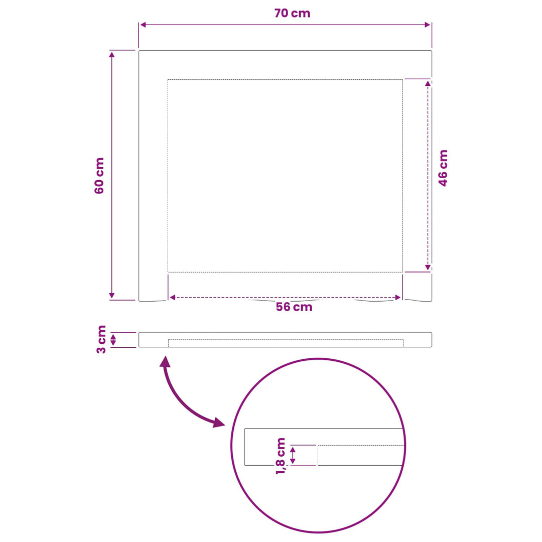 Rektangulært Bordplade 90 x 50 x 3,5 cm Rektangulær Hvid