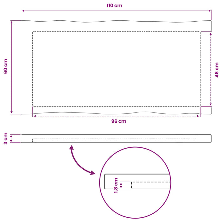 Rektangulært Bordplade 90 x 50 x 3,5 cm Rektangulær Naturfarvet