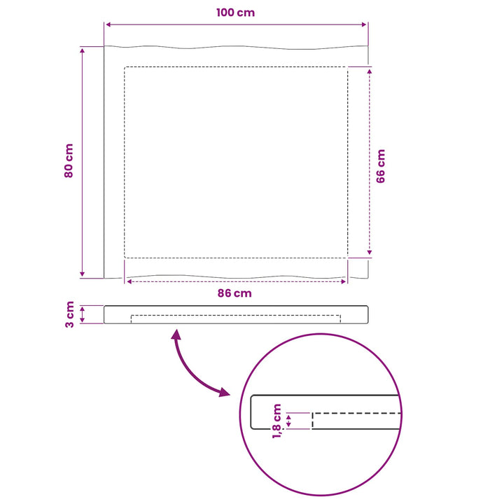 Rektangulært Bordplade 90 x 50 x 3,5 cm Rektangulær Hvid