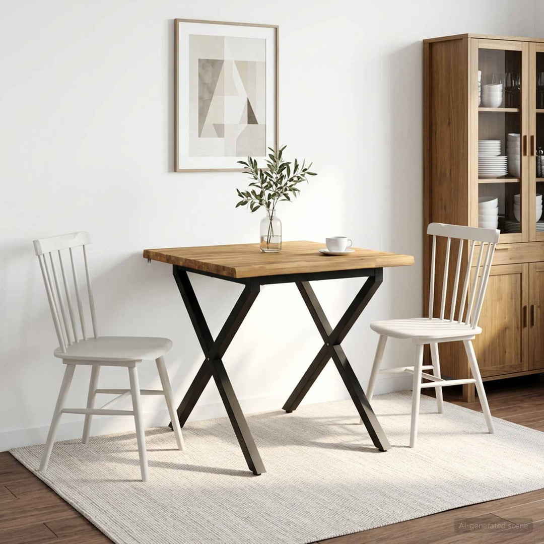 60 x 55 x 75 cm Massivt Akacietræ Hvid og sort Rektangulær