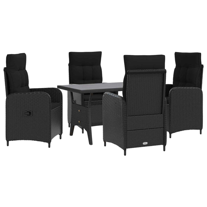 Udendørs spise sæt 5 stk. Sort polyrattan