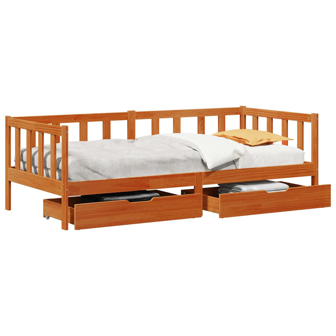 Daybed med hovedgærde 3 pcs Voks brun Massivt fyrretræ