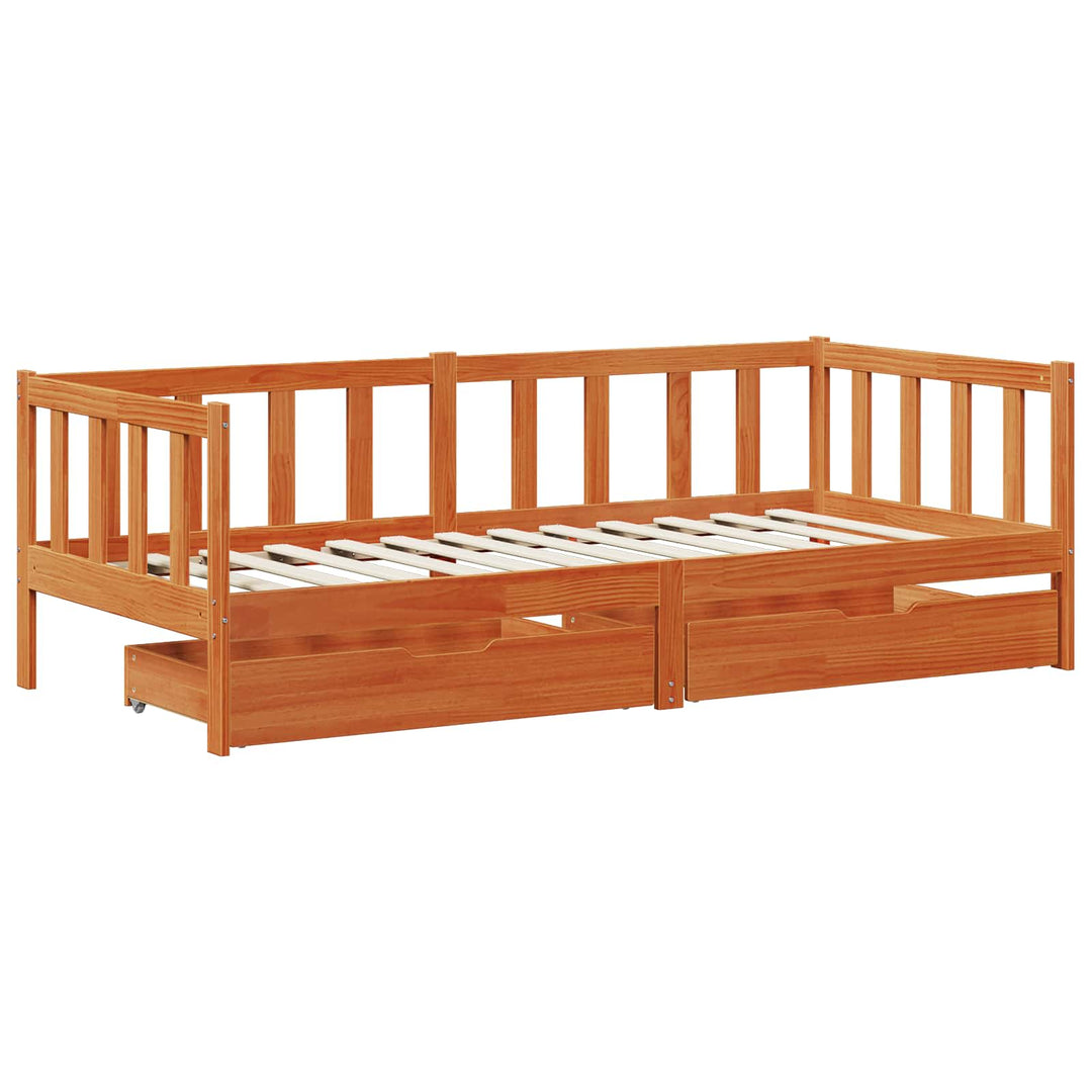 Daybed med hovedgærde 3 pcs Voks brun Massivt fyrretræ