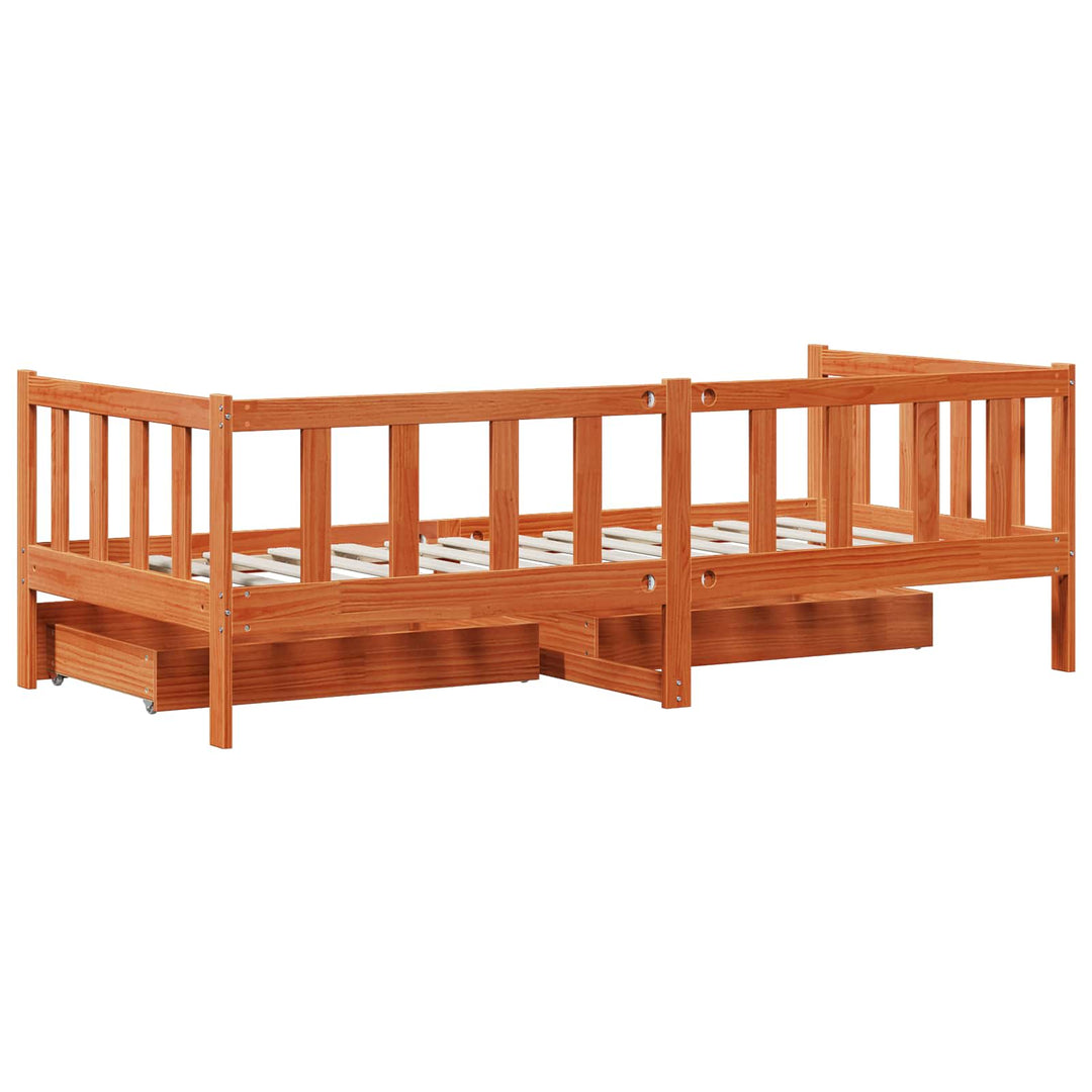 Daybed med hovedgærde 3 pcs Voks brun Massivt fyrretræ