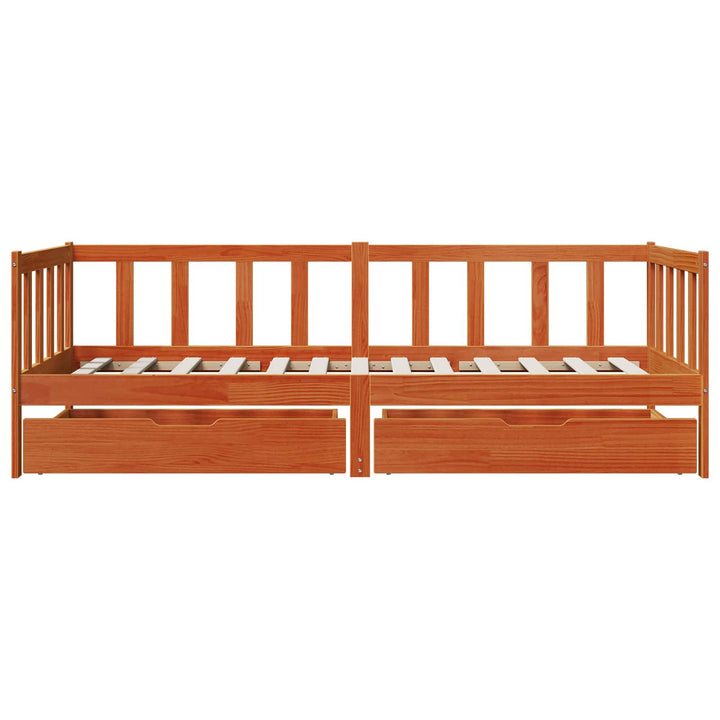 Daybed med hovedgærde 3 pcs Voks brun Massivt fyrretræ