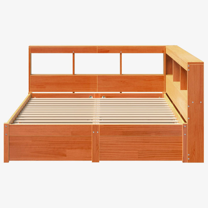 Bogreol Seng 2 pcs Voks brun 200 x 150 cm Massivt fyrretræ