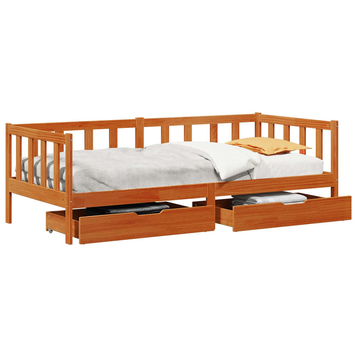 Daybed med hovedgærde 3 pcs Voks brun Massivt fyrretræ