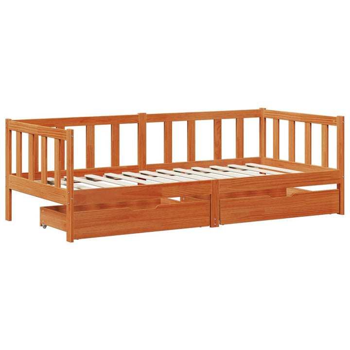 Daybed med hovedgærde 3 pcs Voks brun Massivt fyrretræ
