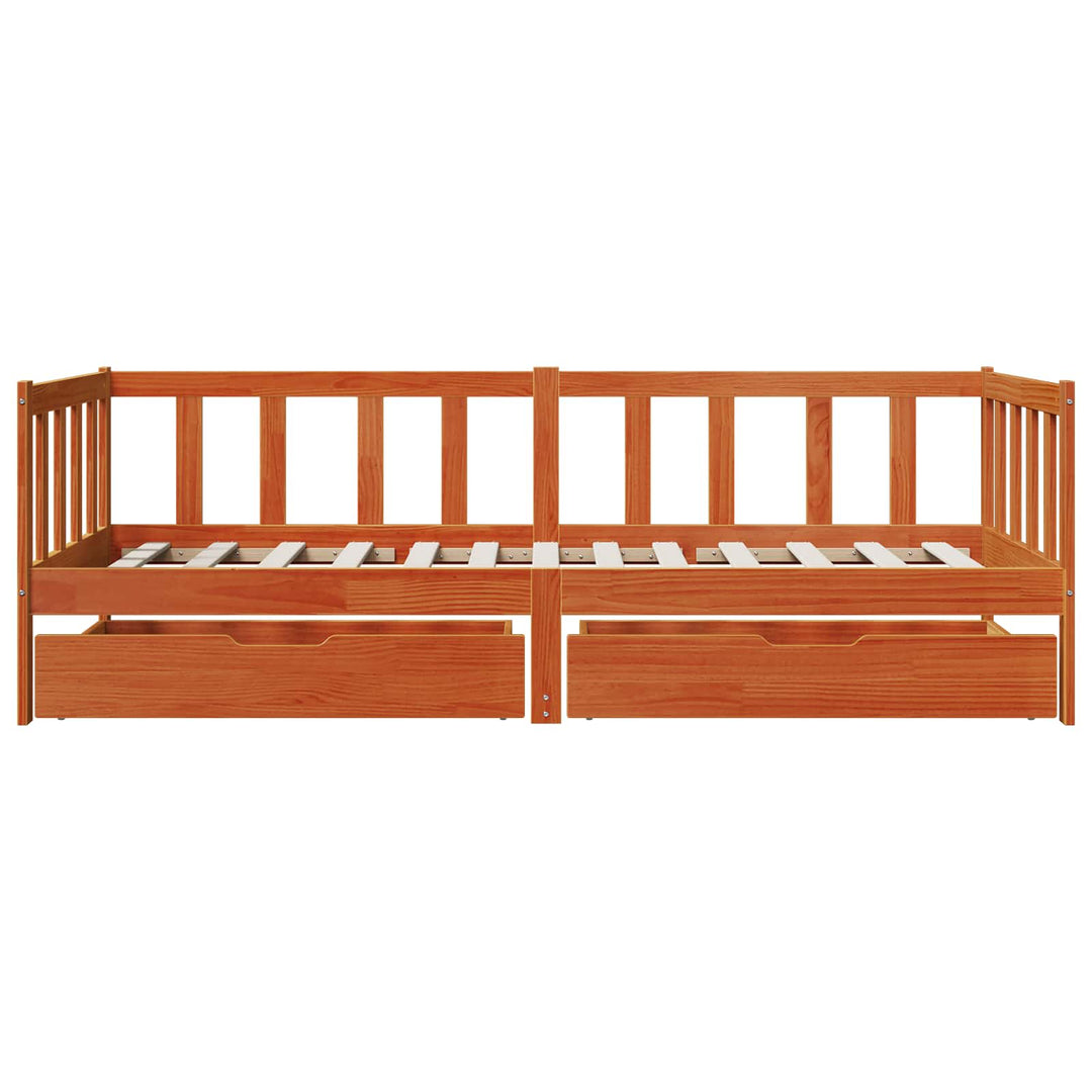 Daybed med hovedgærde 3 pcs Voks brun Massivt fyrretræ
