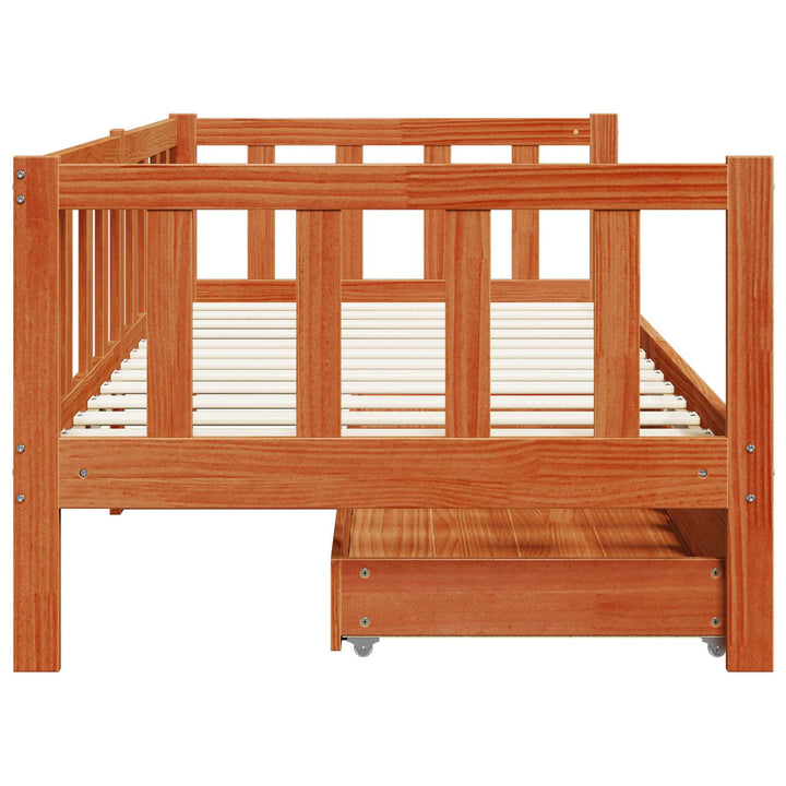 Daybed med hovedgærde 3 pcs Voks brun Massivt fyrretræ
