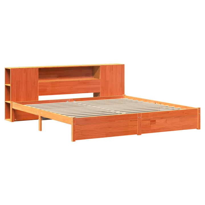 Sengestel med opbevaringshovedgavl Voks brun 200 x 200 cm
