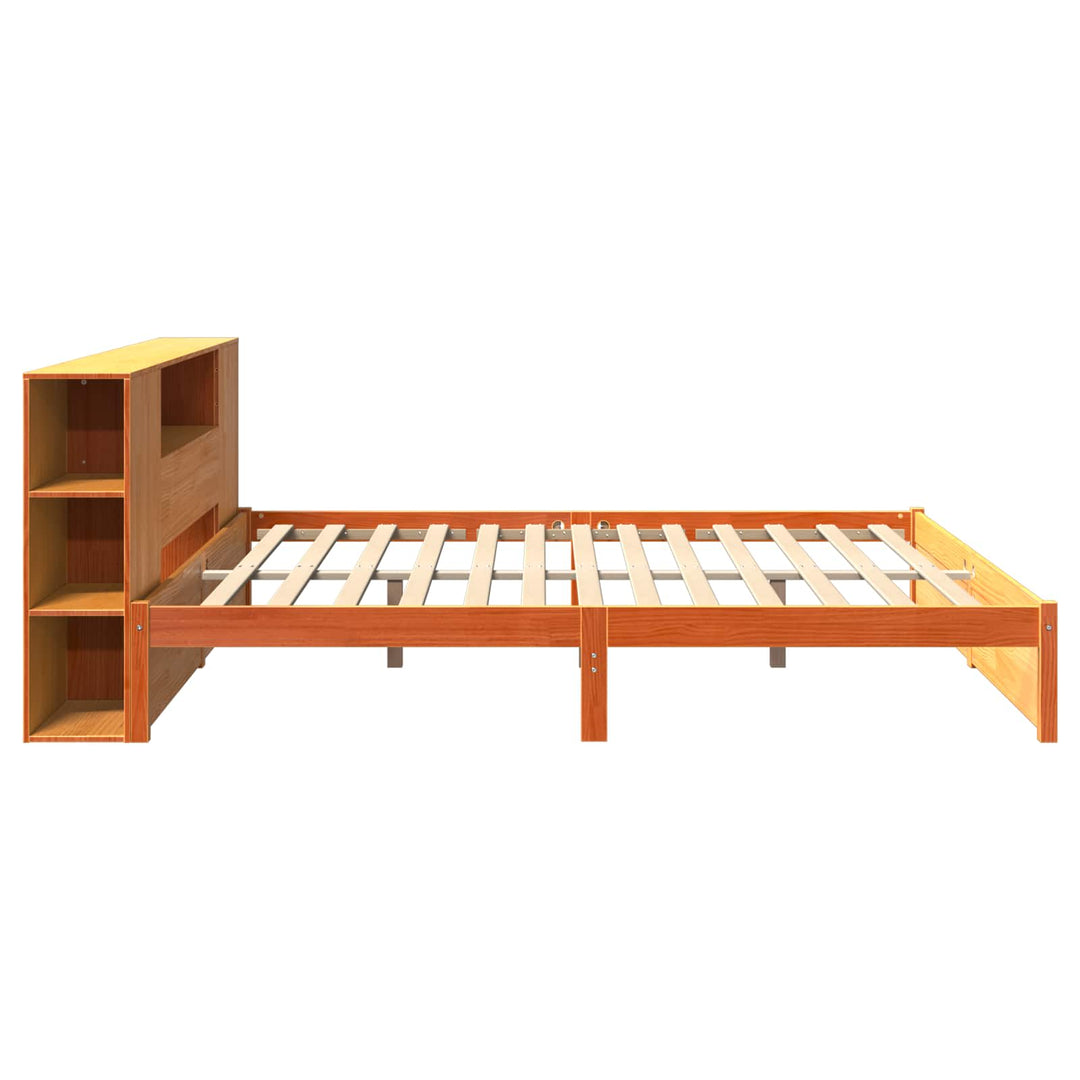 Sengestel med opbevaringshovedgavl Voks brun 200 x 200 cm