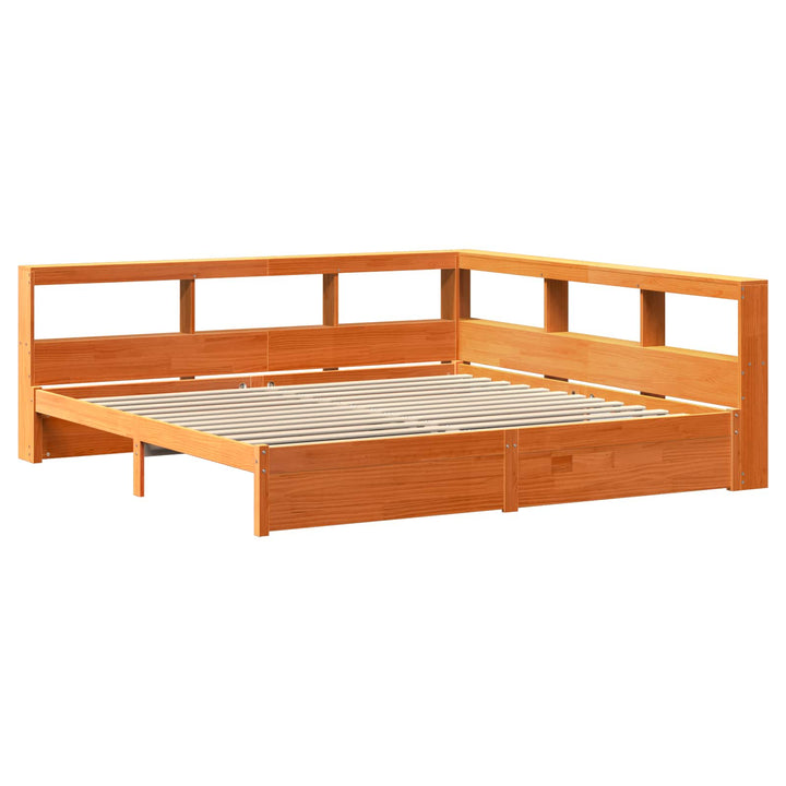 Bogreol Seng 2 stk. Voks brun 200 x 200 cm Massivt fyrretræ