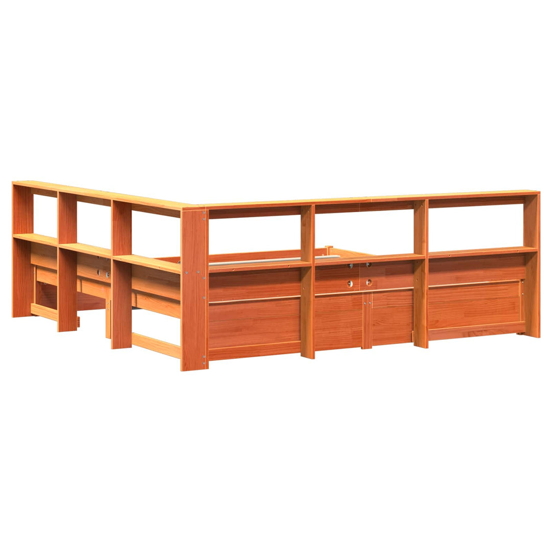 Bogreol Seng 2 stk. Voks brun 200 x 200 cm Massivt fyrretræ