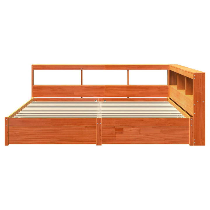 Bogreol Seng 2 pcs Voks brun 200 x 200 cm Massivt fyrretræ