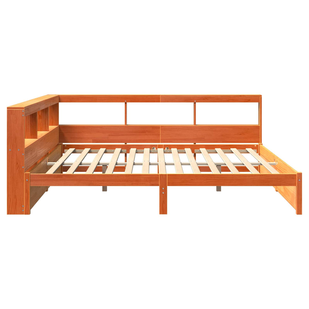 Bogreol Seng 2 pcs Voks brun 200 x 200 cm Massivt fyrretræ