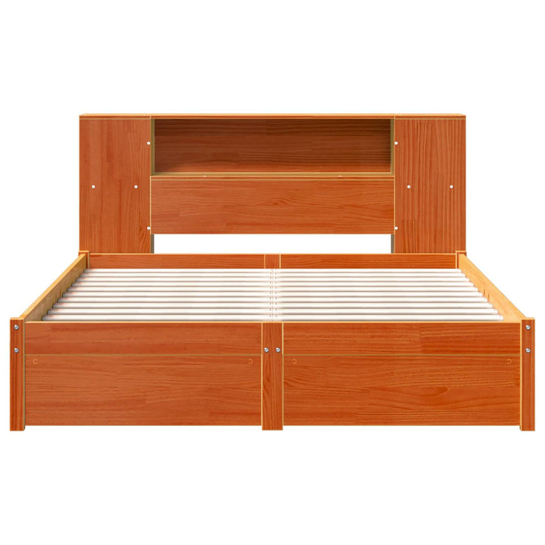 Sengestel med opbevaringshovedgavl Voks brun 140 x 200 cm