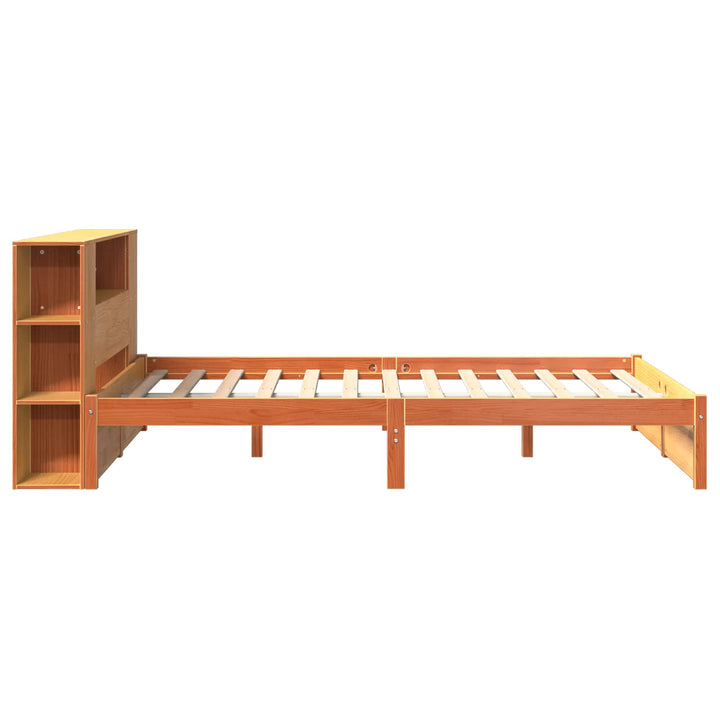 Sengestel med opbevaringshovedgavl Voks brun 140 x 200 cm