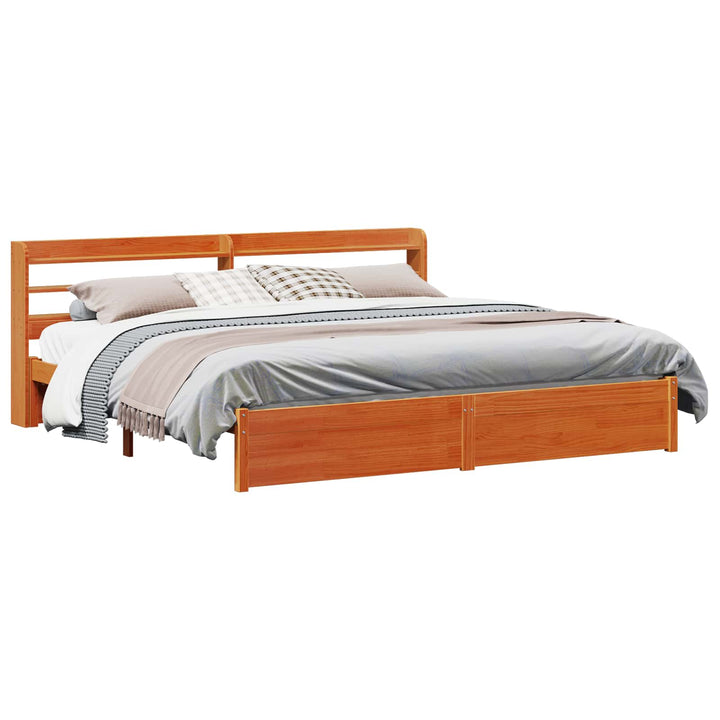 Sengestel Voks brun 200 x 200 cm Massivt fyrretræ
