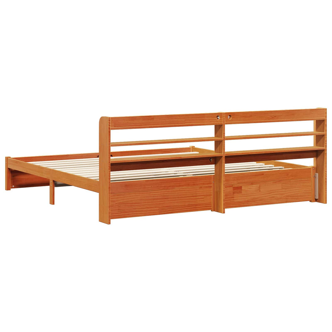 Sengestel Voks brun 200 x 200 cm Massivt fyrretræ