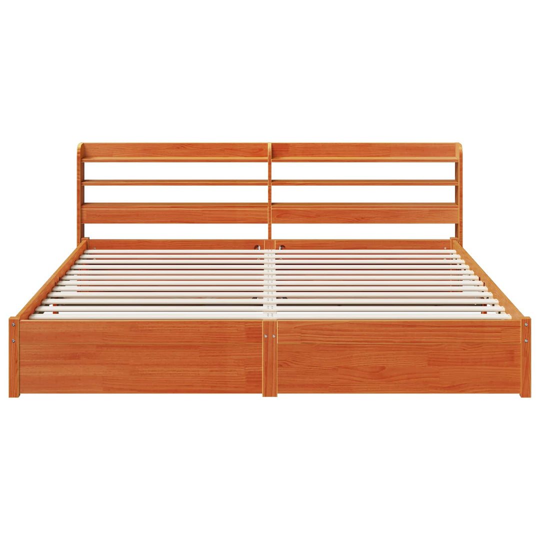 Sengestel Voks brun 200 x 200 cm Massivt fyrretræ