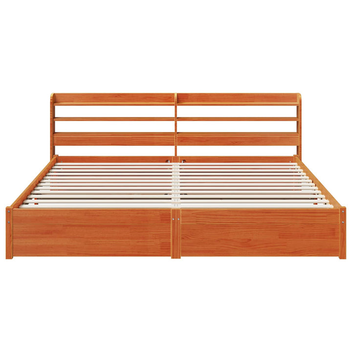 Sengestel Voks brun 200 x 200 cm Massivt fyrretræ