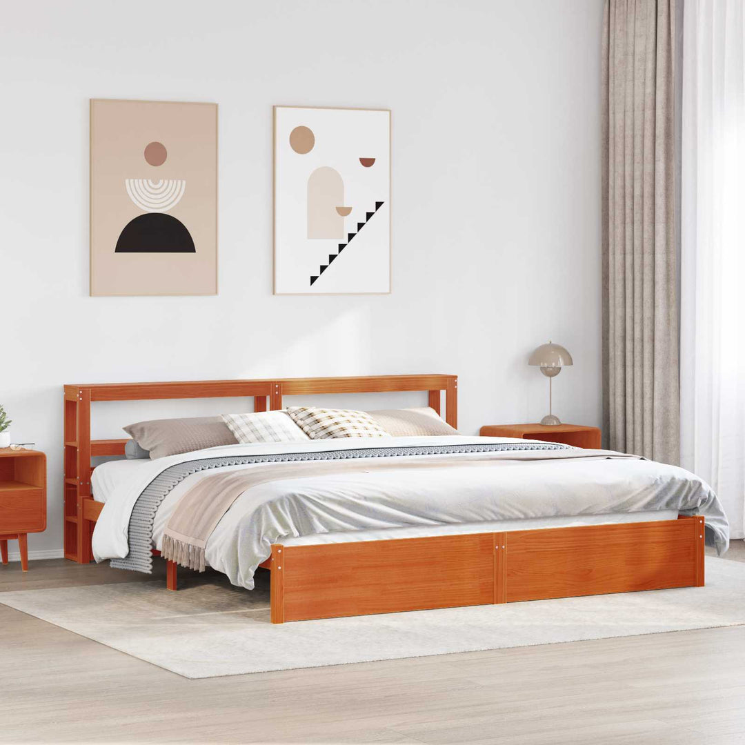 Sengestel Voks brun 180 x 200 cm Massivt fyrretræ