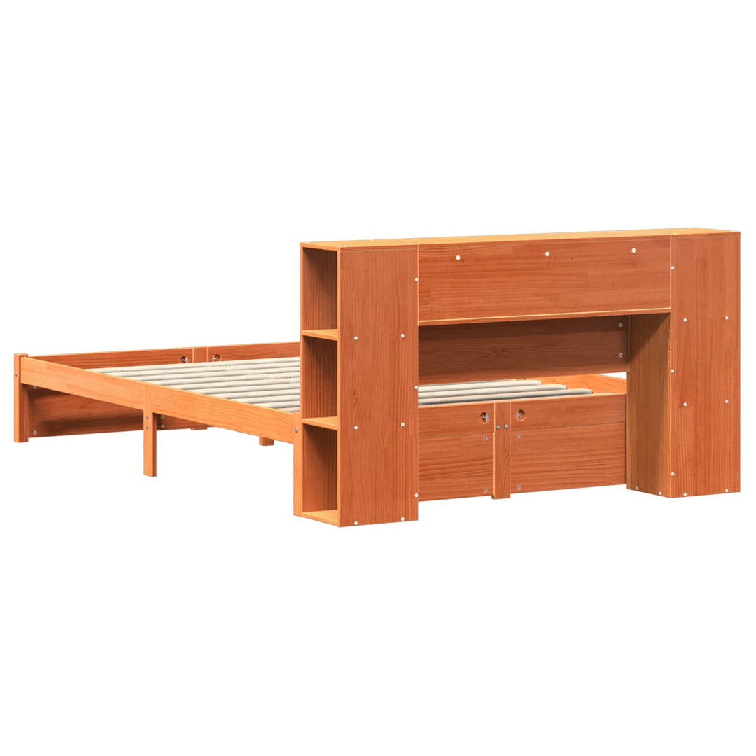 Sengestel med opbevaringshovedgavl Voks brun 150 x 200 cm