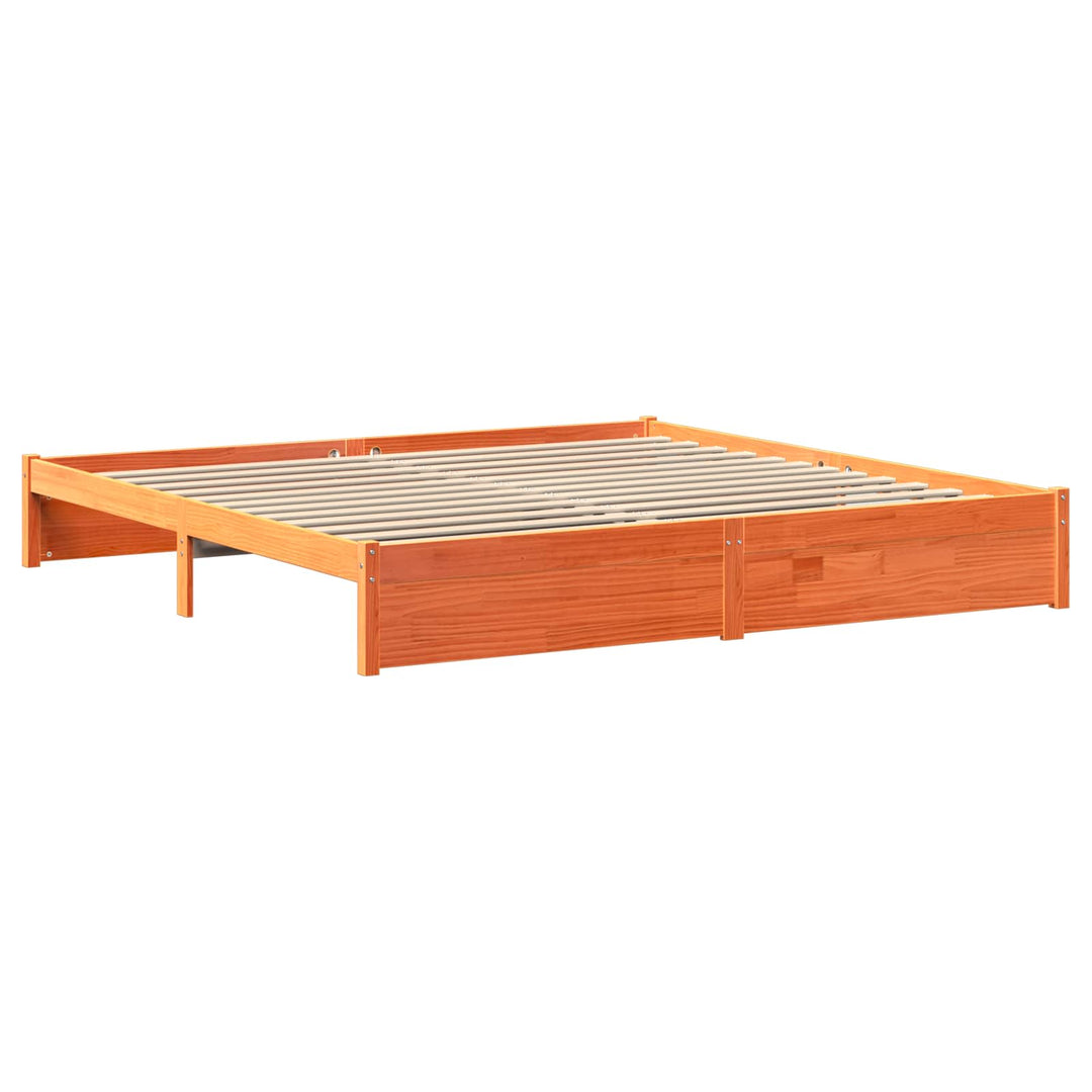 Sengestel med opbevaringshovedgavl VoksBrun 180 x 200 cm