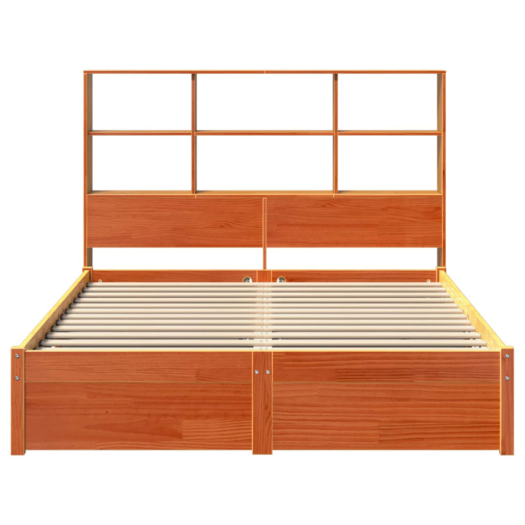 Sengestel med opbevaringshovedgavl VoksBrun 160 x 200 cm