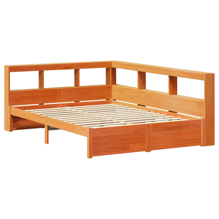 Bogreol Seng 2 pcs Voks brun 200 x 160 cm Massivt fyrretræ