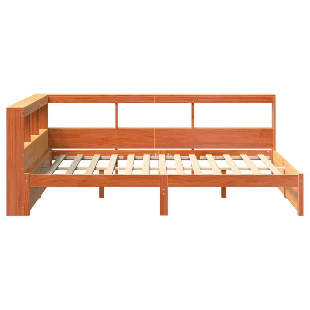 Bogreol Seng 2 pcs Voks brun 200 x 160 cm Massivt fyrretræ