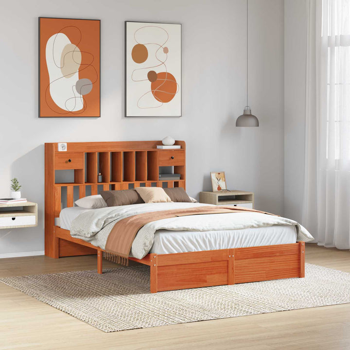 Bogreol Sengramme VoksBrun 200 x 140 cm Massivt fyrretræ