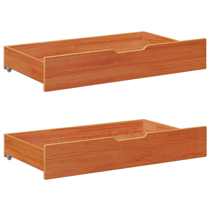 Daybed med skuffe med hjul 3 pcs Voks brun Massivt fyrretræ