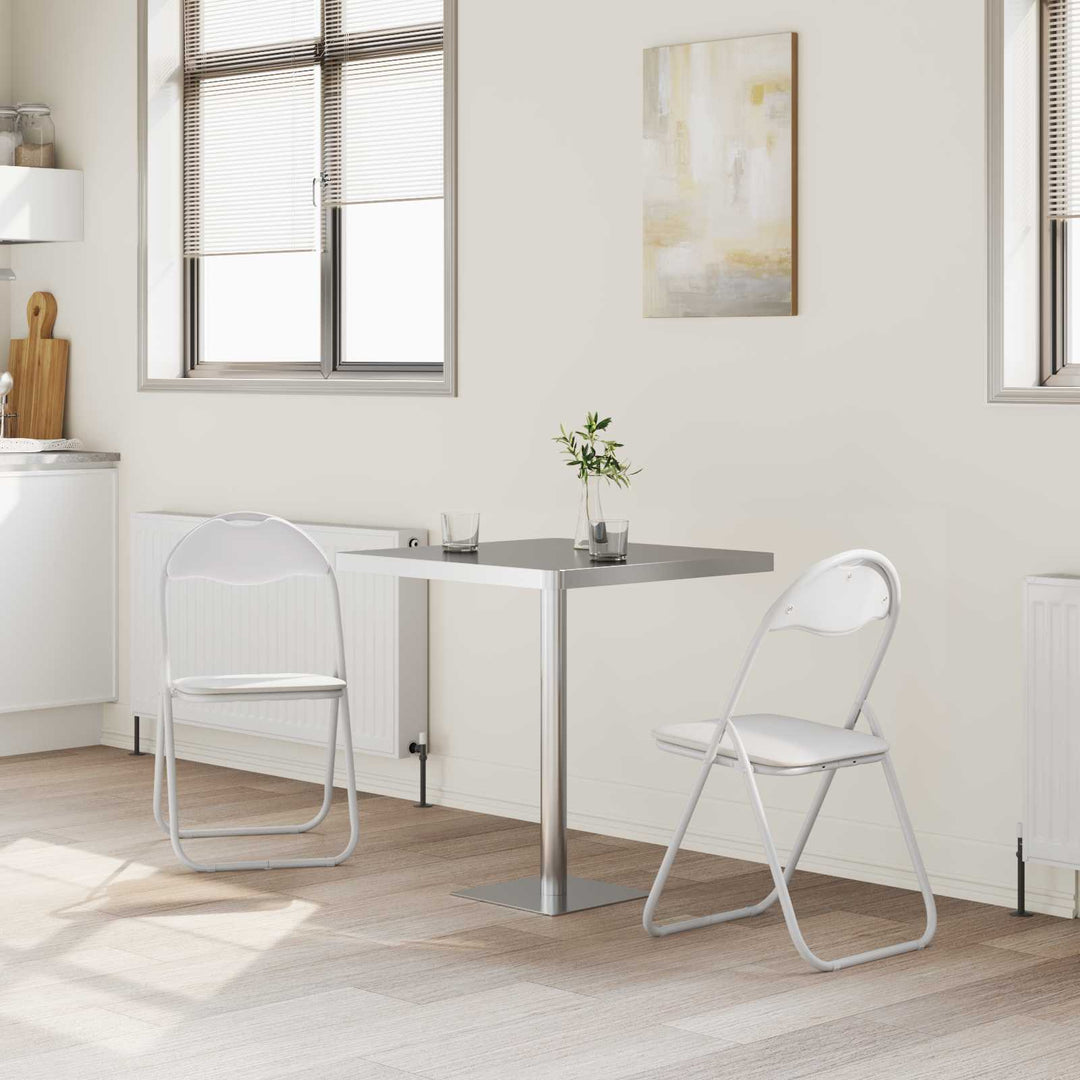 Sammenklappelig stol 2 pcs Faux læder Hvid 48 x 43,5 x 81 cm