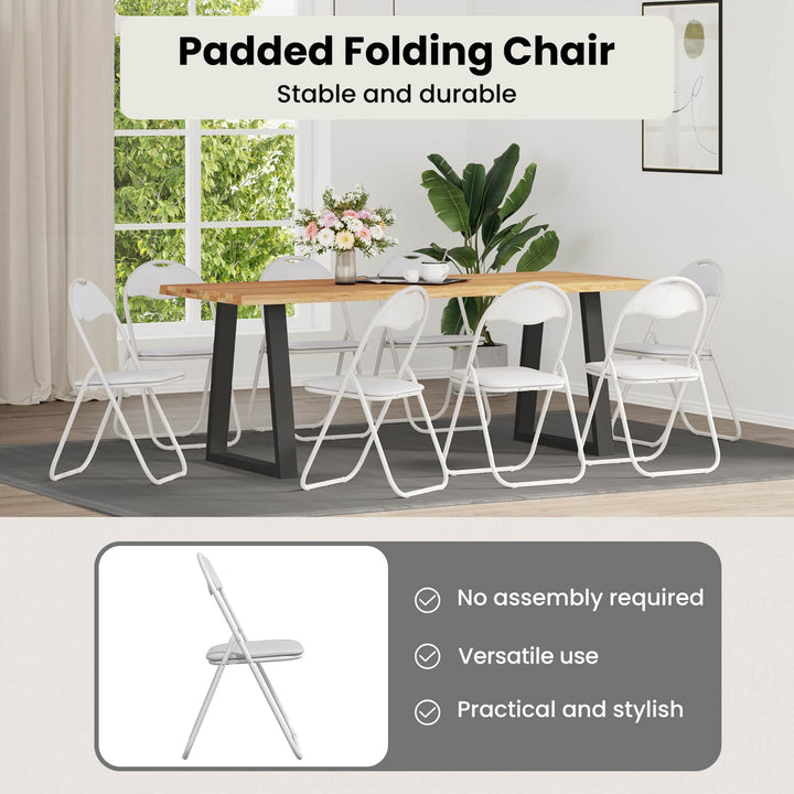 Sammenklappelig stol 8 pcs Hvid 48 x 43,5 x 81 cm Faux læder