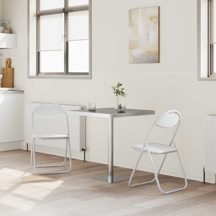 Sammenklappelig stol 2 stk. Faux læder Hvid 48 x 43,5 x 81 cm