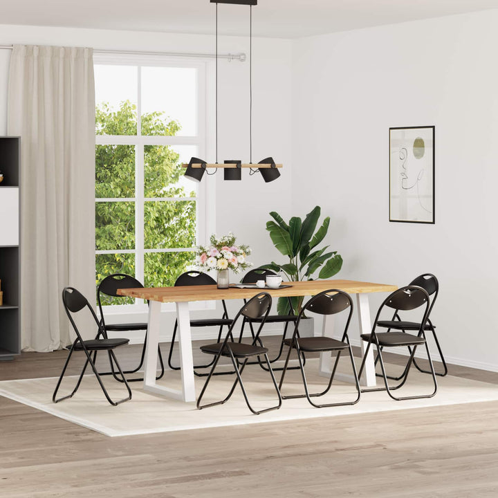 Sammenklappelig stol 8 stk. Faux læder Sort 48 x 43,5 x 81 cm