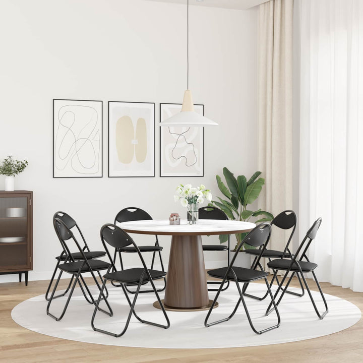 Sammenklappelig stol 8 stk. Faux læder Sort 48 x 43,5 x 81 cm