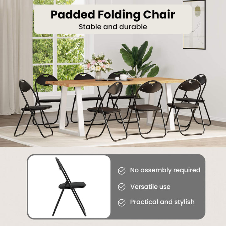 Sammenklappelig stol 8 pcs Sort 48 x 43,5 x 81 cm Faux læder