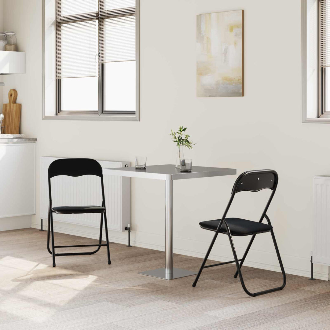Sammenklappelig stol 2 stk. Fløjl Sort 48 x 44 x 78 cm