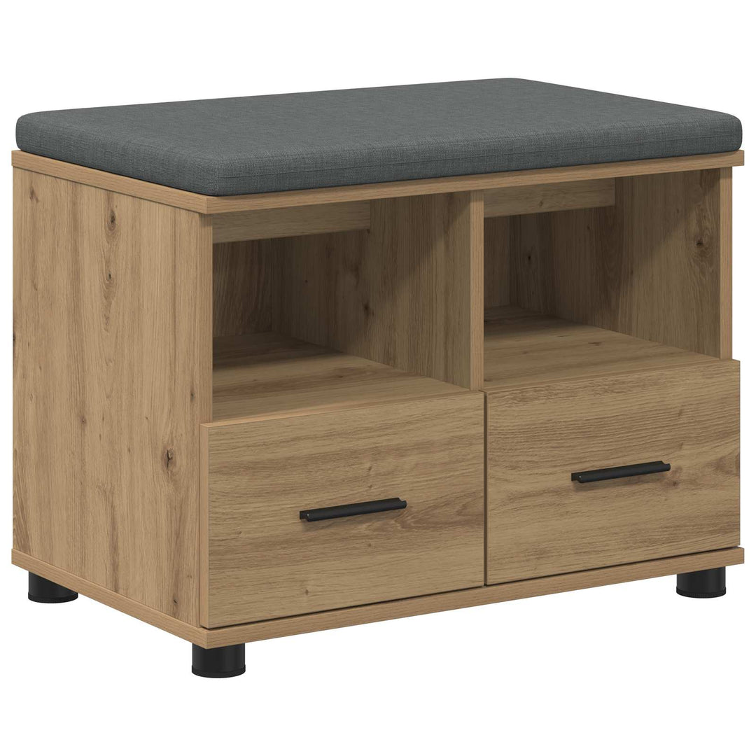 Sko bænk med pude Artisan-eg 60 x 38 x 46 cm Konstrueret træ