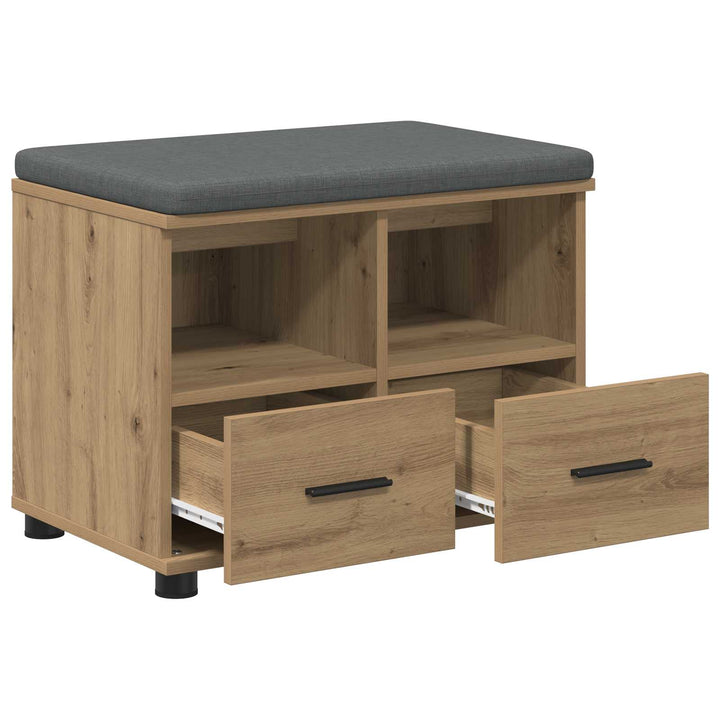 Sko bænk med pude Artisan-eg 60 x 38 x 46 cm Konstrueret træ
