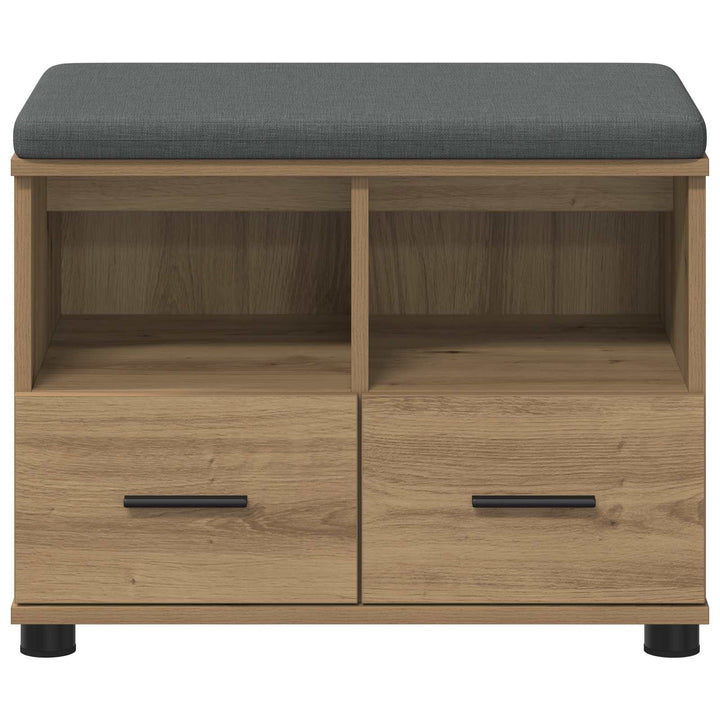 Sko bænk med pude Artisan-eg 60 x 38 x 46 cm Konstrueret træ